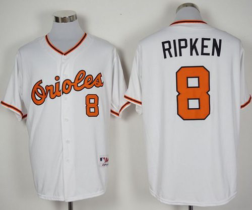 Orioles #8 Cal Ripken White 1966 Turn Back The Clock Stitched MLB Jersey